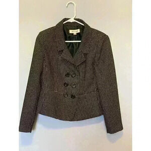 Suit Studio Size 8 Blazer Jacket Button Collared Black White Womens Workwear